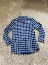 Vineyard Vines Boys Size Small Flannel Blue Plaid Button-Down Shirt Long Sleeve