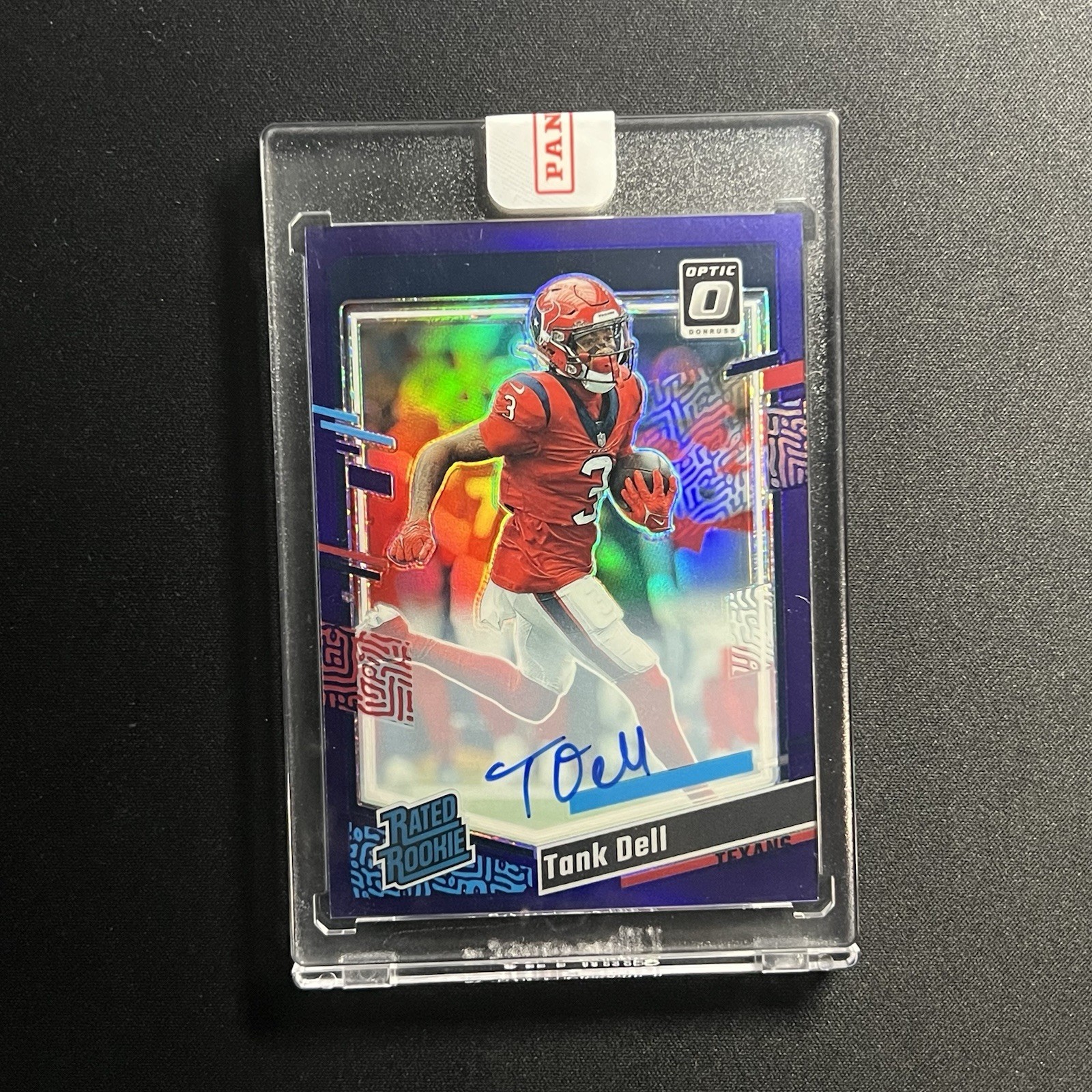 2023 Donruss Optic #245 Tank Dell Rated Rookie RPS Auto Purple /35 Texans