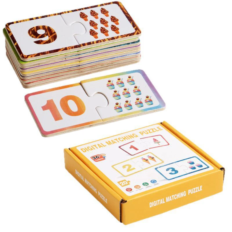 Montessori Early Education Digital Pattern Thicken Blocks Game for Wooden Number