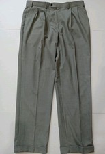 VTG Polo Ralph Lauren Pants Mens 36x32 Houndstooth Plaid Pleated Trouser Cuffed