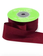 1.25 Inch 100% Burgundy Hand-Dyed Silk Ribbon with Woven Edge - Sold By The Yard