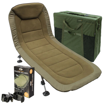 NGT XPR Fishing Bed Chair 6-Leg Recliner Fleece Lined Pillow Carp