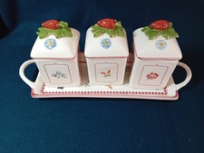 Villeroy Boch Petite Fleur 3 Marmeladen Dosen  Tablett Country Collection