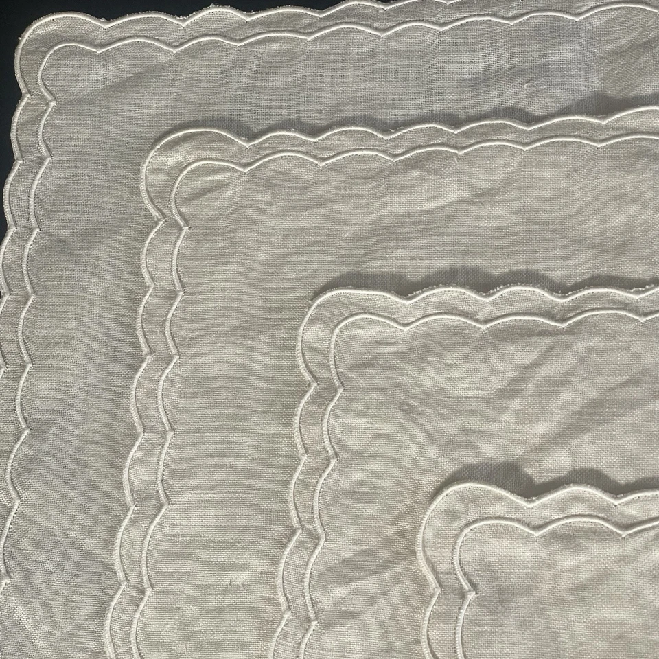 Vtg Rectangular Tablecloth 90.5x60.5 Ivory Lace Floral Embroidered + 4 Placemats - Image 4 of 4