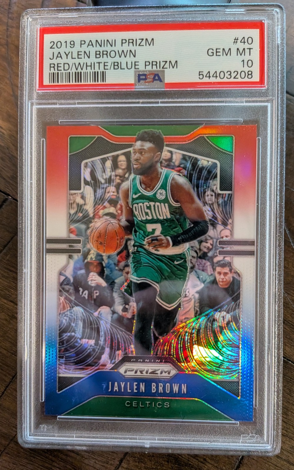 JAYLEN BROWN 2019-20 Panini Prizm Red White & Blue Prizm #40 PSA 10