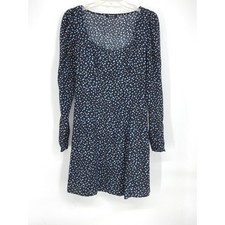 Madewell Women's Size 0 Black Floral Long Sleeve Seamed Dress