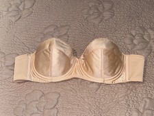 Vanity Fair Vintage 80s Strapless Bra Pinup Bullet Cone Style 34B Shiny Nude USA
