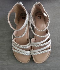 SO Loganberry White Girls' Gladiator Zip-up Sandals Sz 12
