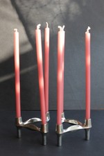 2 Stück Kerzenständer Nagel Quist BMF + 6 Kerzen vintage 70er Chrom