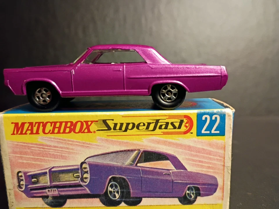 Matchbox Superfast #22 Light Purple Pontiac GP Coupe 1970 VN/MINT Orig G Box - Image 4 of 4