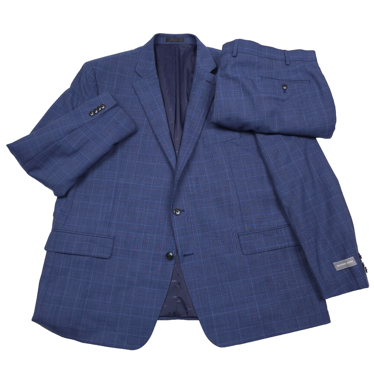 Michael Kors Kidwell Blue Plaid Classic Fit 2-Piece Wool Suit Mens