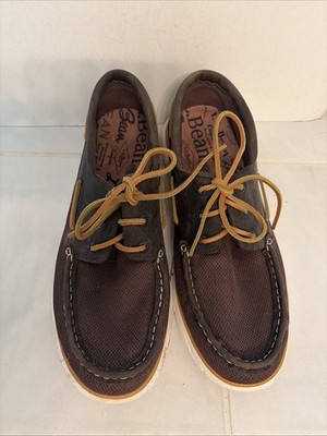 Mens LL Bean Kennebec 3 Eye Boat Shoes Leather Mesh Rawhide Laces Size 13