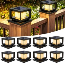 Outdoor Solar Powered LED Deck Post Light Garden Cap Square Fence Lamp 4*4 6*6''