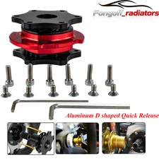 Aluminum D Shape Steering Wheel Quick Release Hub Adapter Black Adapter/Red Ring