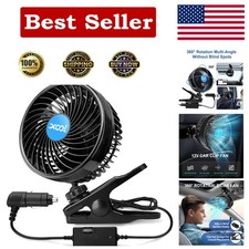 Efficient 6-Inch Clip-On Car Fan - Adjustable Speed  Less than 50dB Noise