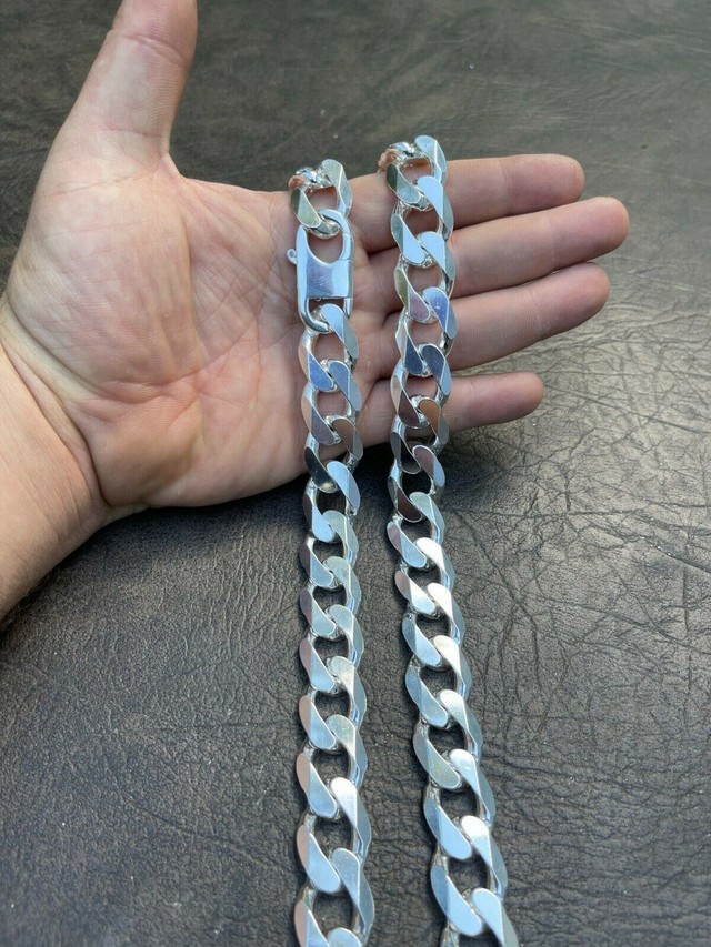 MASSIVE 18MM Solid Sterling Silver Curb Miami Cub… - image 8