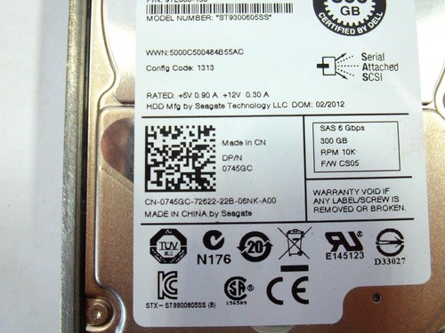 *Lot Of 3* Dell 0745GC ST9300605SS 300GB HDD 2.5" SAS 2 10K Hard Drive w/ Tray - Picture 4 of 4