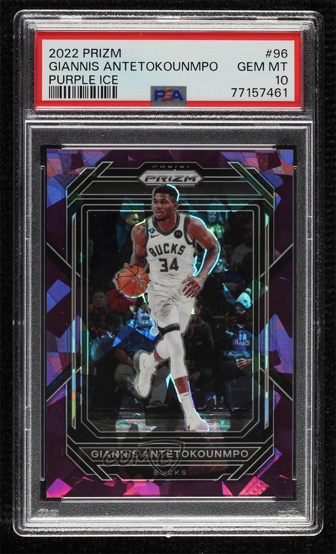 2022 Panini Prizm Purple Ice 75/149 Giannis Antetokounmpo #96 PSA 10 GEM MT z6j