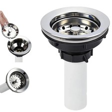 Kitchen Sink Drain Assembly, Stainless Steel Basket Strainer with Knob, 3-1/2...