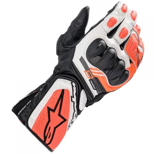 Alpinestars SP-8 V3 Leather Motorcycle Gloves - Black / White / Red Fluo