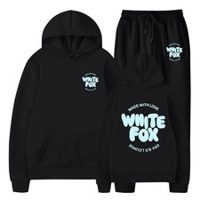 Men's Casual Hooded Sweater Set Fleece Print Sweatshirt Top  Pants S-XXXL