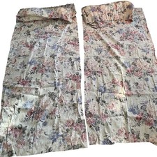 Vintage Curtain Panels & Valance Set Country Cottage Cottagecore Floral Rose 80s