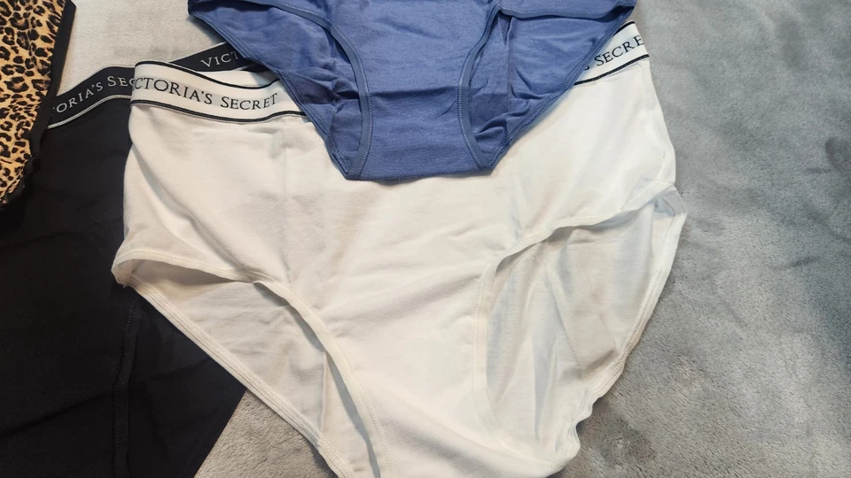 Victoria's Secret Grande 4 Pares Calzoncillos Nuevos Sin Etiquetas Leopardo Azul Blanco Negro Foto 2 de 4