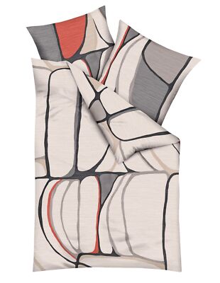 JACK by Kaeppel Fein Biber Wende Bettwäsche 2 tlg. Opalith Natur Rot Grafik RV