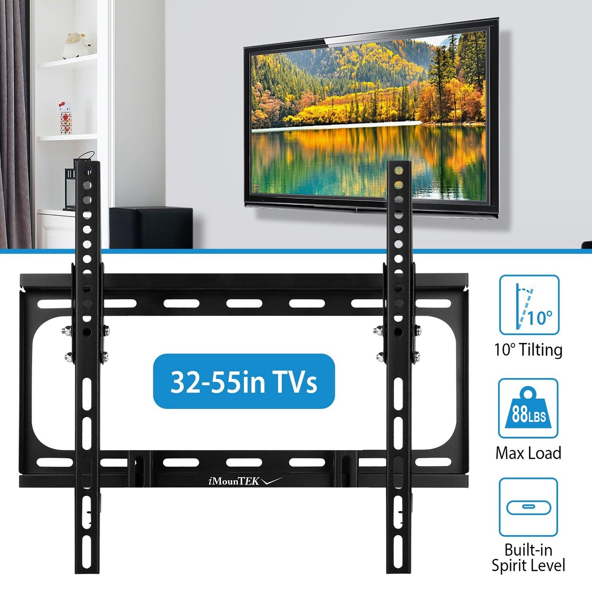 テレビ壁マウント 32-55インチ LED/LCD/OLED/4K TV 32-55 inch TV Wall Mount Tilt Dual Arm TV Mount Brackets Maximum