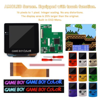 OLED LCD Touch Laminated OSD Menu Retro Pixel AMOLED Screen+Pre-cut Case For GBC