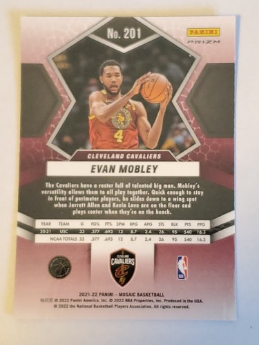 2021-22 Panini Mosaic Evan Mobley 75th Anniversary Blue Scope #201 SSP RARE RC - Picture 6 of 10