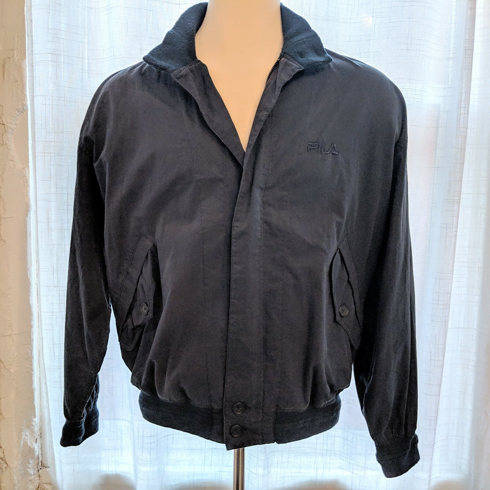 Giacca a vento vintage uomo FILA blu navy cotone taglia 42 (BUONA)
