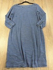 Talbots Dress Womens Large Blue White Stripe Long Sleeve Maxi Sheath Shirt Dress