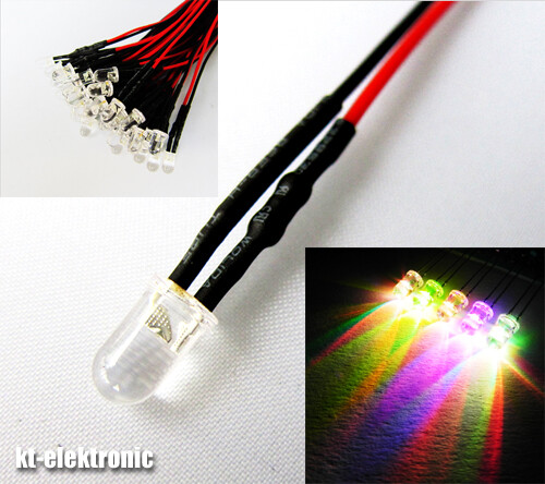 1,8mm 2mm 3mm 5mm 12V LED mit 20cm Kabel AUSWAHL  klar matt auto RGB UV - Bild 40 von 60