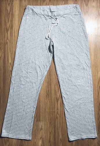 Lauren Ralph Lauren Lightweight Fleece Pants Gray & White Stripe L Activewear - Picture 10 of 10