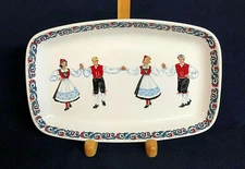 FIGGJO "Hardanger Dancers" 11" x 7" Vintage Norwegian Platter TRAY NORWAY