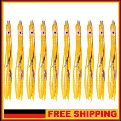 10x Squid Skirts Soft Lure Octopus Artificial Bait Pesca for Tuna (Orange)