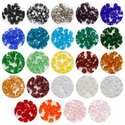 10 Stränge Doppelkegel Form 4mm Transparent Glasperlen AB Farbe Facettiert Basteln Perlen