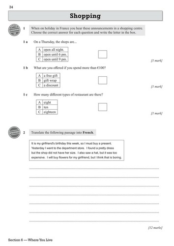 GCSE French AQA Exam Practice Workbook Course with Answer Key Stage 4 Cgp - Picture 11 of 12