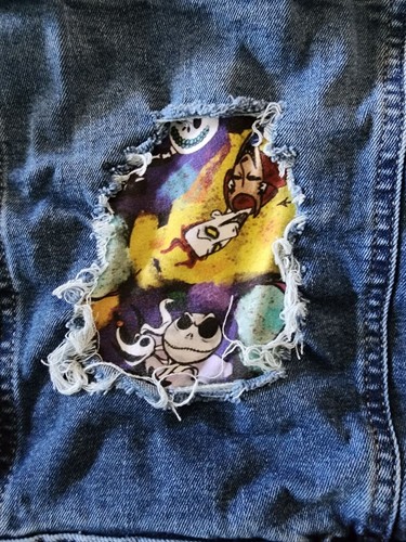 SO Nightmare Before Christmas Hooded Denim Vest Kids XS 6/6X Distressed Jack - Picture 6 of 9