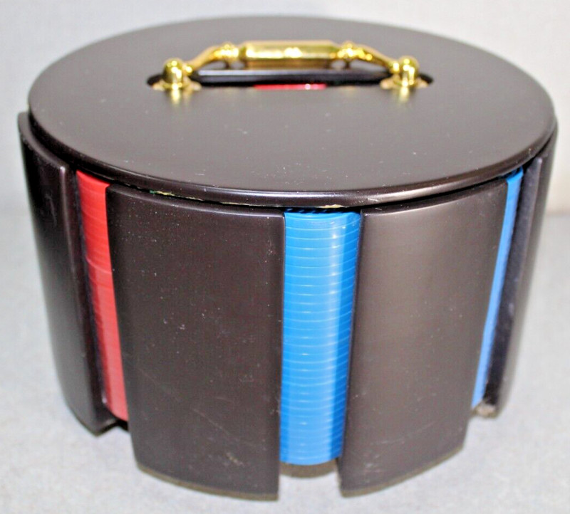 Poker Chips Round Carousel Caddy Case 2 decks of Cards never used