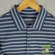 NIKE GOLF x TORREY PINES Size XL Polo Shirt Mens Blue/White Striped Tiger Woods