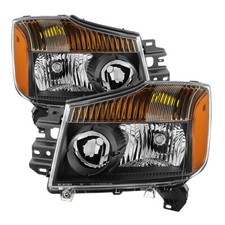 Fit Nissan 04-15 Titan / 04-07 Armada Black Housing Replacement Headlights Pair