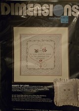 Wedding/Valentine's Dimensions Hearts of Love Lovebirds Kit 4120 1984 NIP/NOS