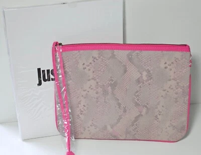 ROBERTO CAVALLI Just Cavalli Kosmetiktasche Kulturtasche Pink Schlangenmuser Neu & Ovp