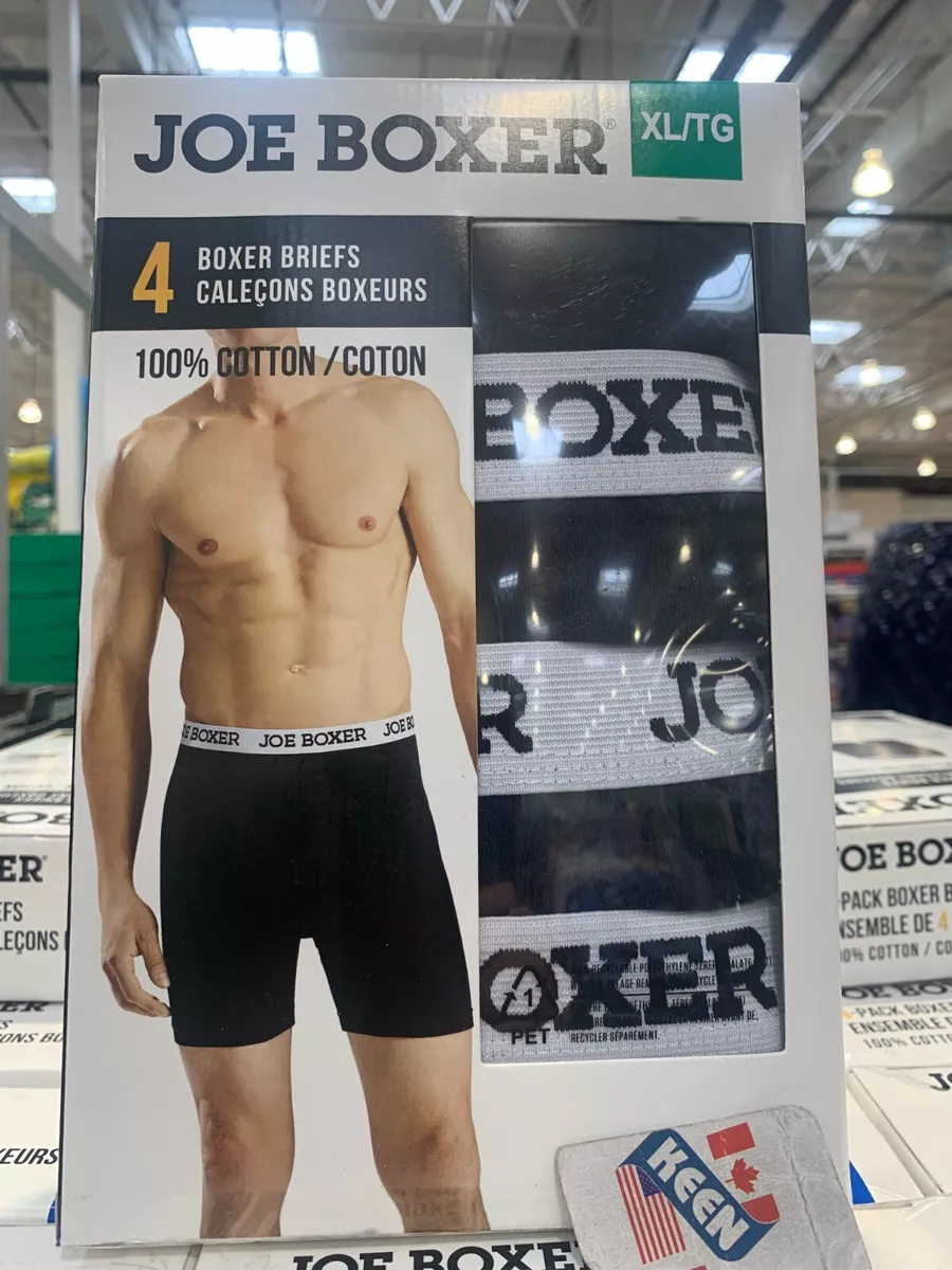 Joe Boxer Men s Boxer Briefs 4 pack Black XL 100 Cotton