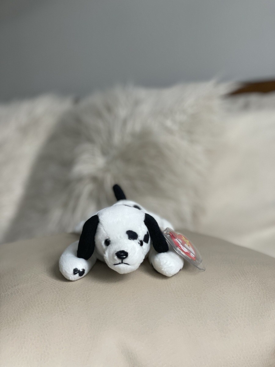 チーキー・リトル・パピィー ボネットを被ったダルメシアンのチーキー 白黒斑点 EXTREMELY RARE MINT Retired Ty Beanie Baby Dotty #4100 with Many