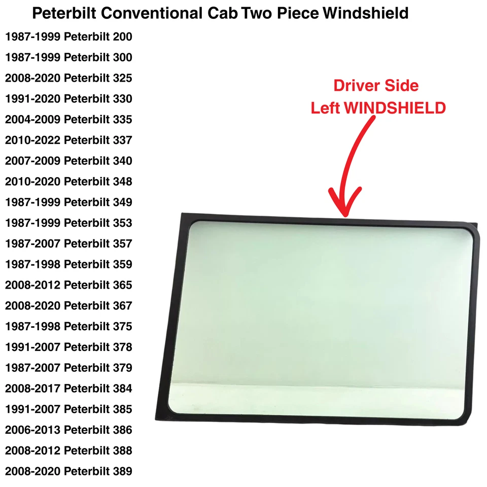 Fit Peterbilt 200 & 3-Series Driver Left Side Front Windshield Window Glass - Imagem 2 de 3