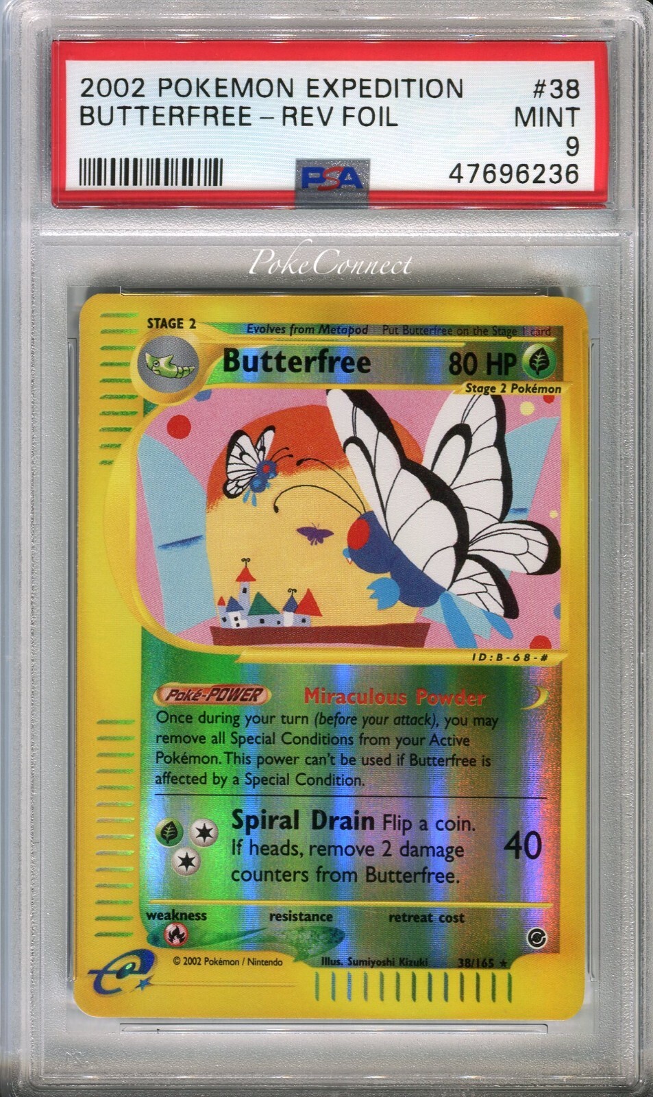 PSA 9 MINT Pokemon Butterfree Reverse Holo Rare 2002 Expedition #38/165 WOTC