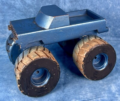 #ad Primitive handmade wooden toy truck hand painted vintage folk artist rural art $6940.00